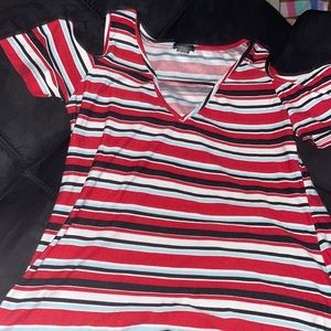 cold shoulder striped top